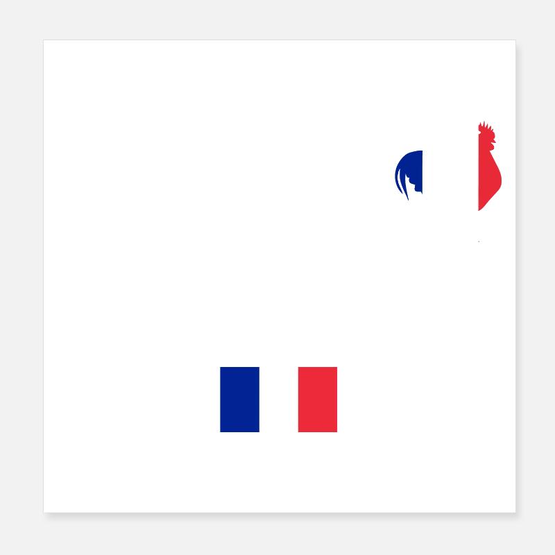 Coq Tricolore Illustration pour Passionnés Poster 20 x 20 cm