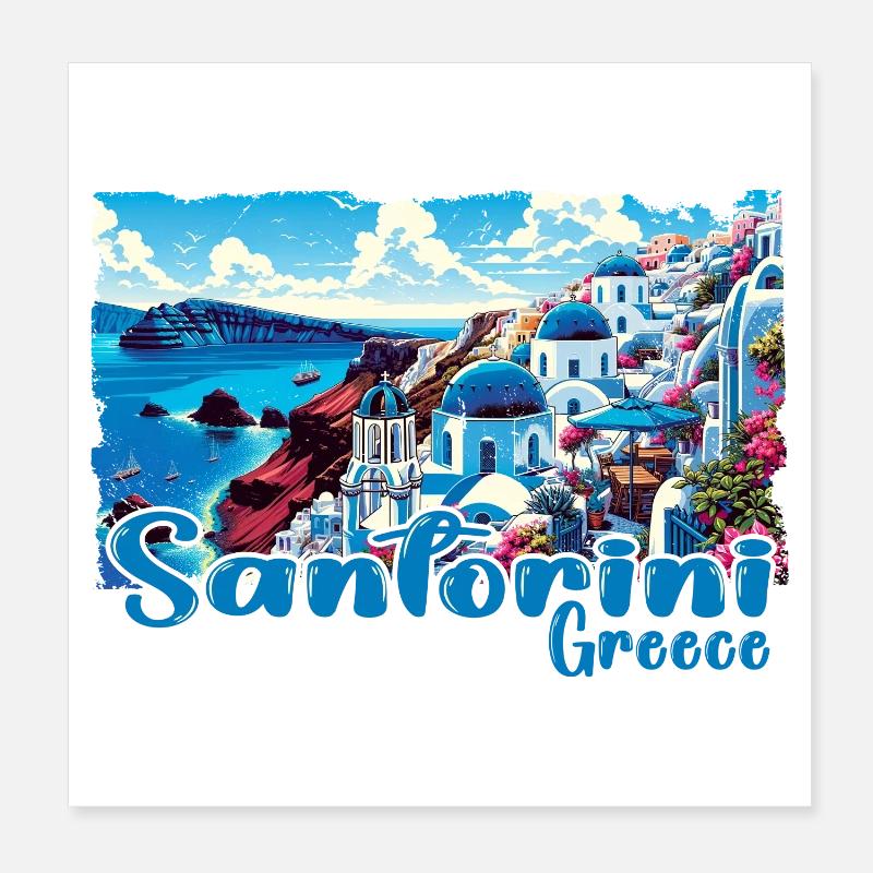 Santorin, Grèce, océan, île grecque Poster 20 x 20 cm