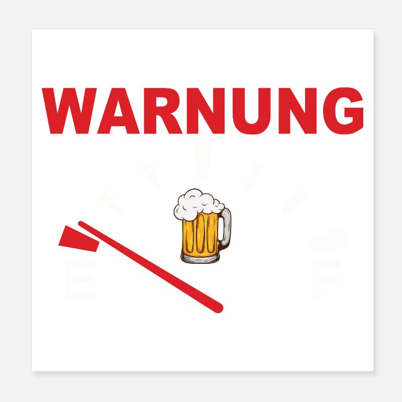 Warnung mit Bierglas Motiv Poster 20x20 cm