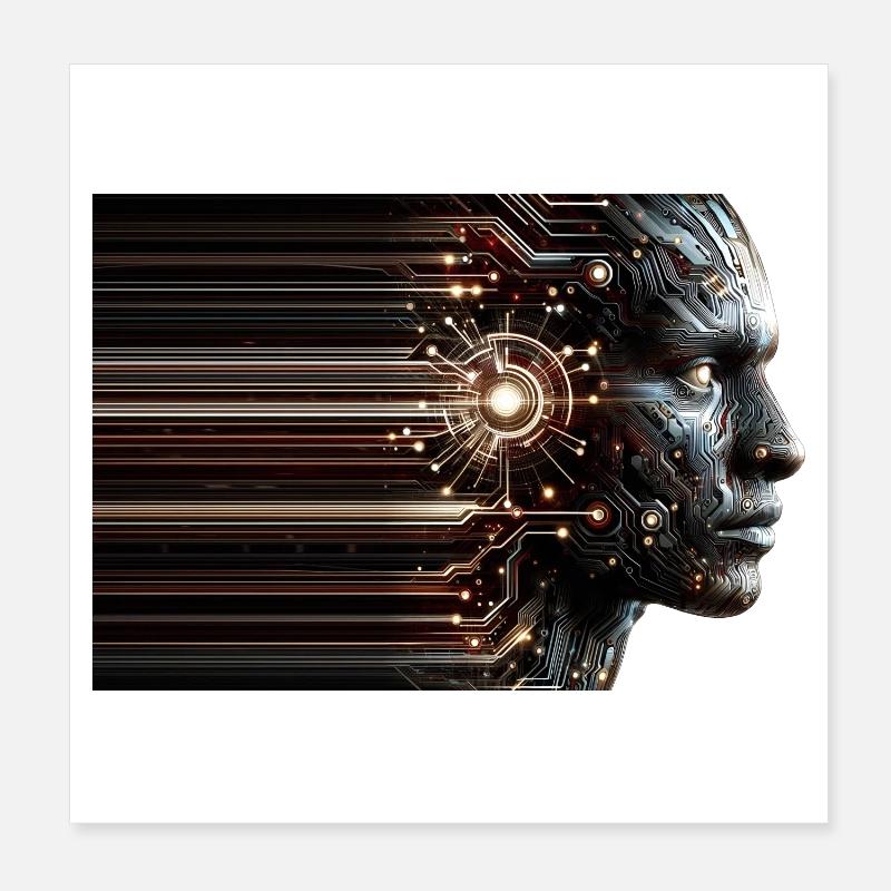 Digital Ghost Cyborg Design Poster 8" x 8" (20x20 cm)