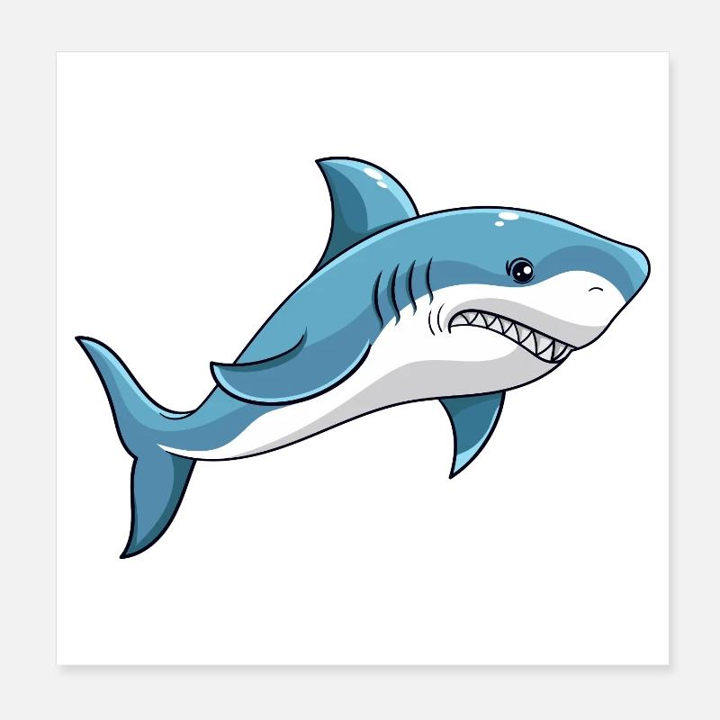 Requin requin aboyant grands requins blancs Poster 20 x 20 cm
