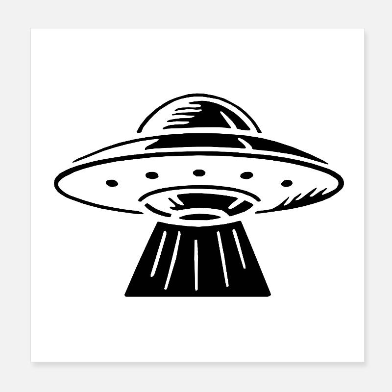 ufo uap Space Saucer UFO black Poster 8" x 8" (20x20 cm)