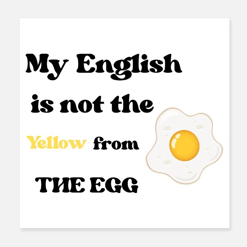Frühstücks-Fried Egg Illustration - Poster 20x20 cm - Weiß