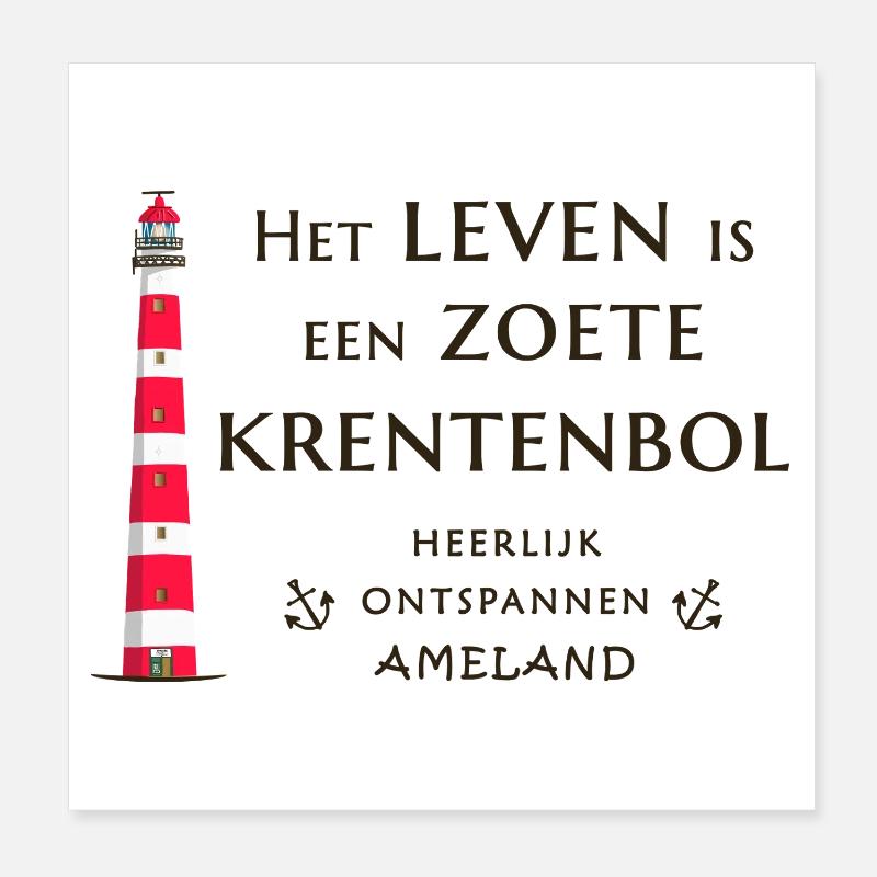Ameland, Pays-Bas, Leuchtturm Raisins Buns Poster 20 x 20 cm