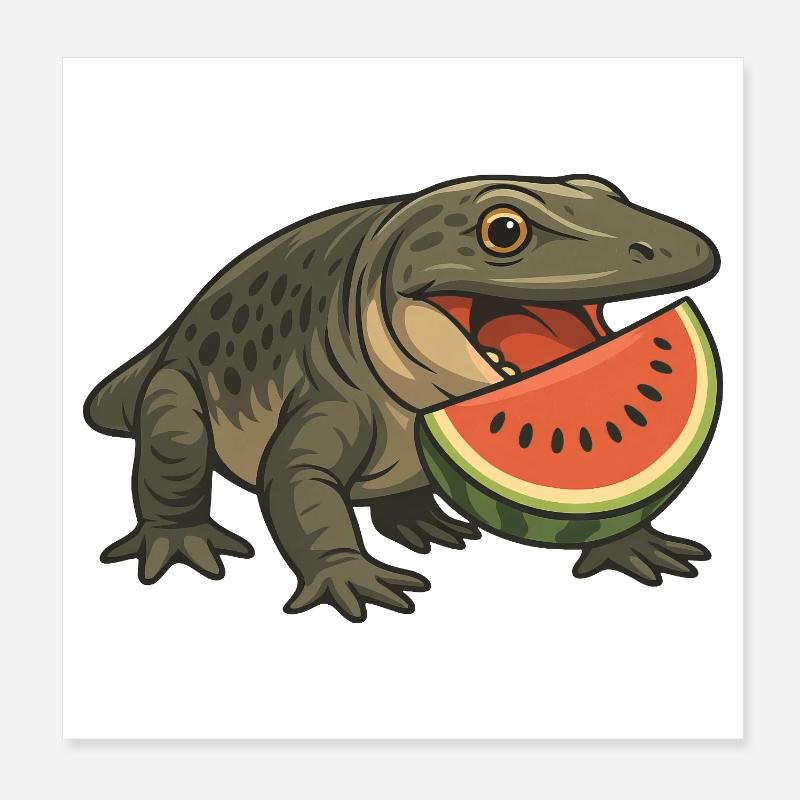 Urzeitliches Amphibien-Evolution Cartoon Melone Poster 20x20 cm