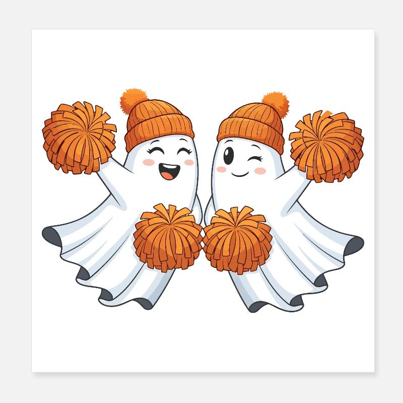 Fantômes mignons avec des pompons Poster 20 x 20 cm