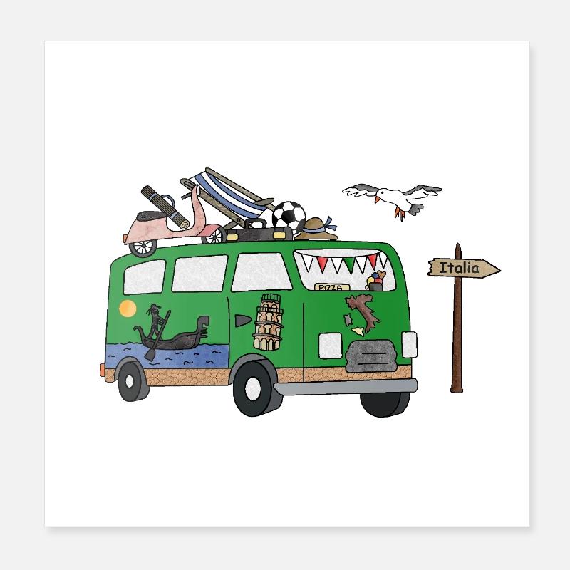 La_Dolce Vanlife Camper Italia - Poster 20 x 20 cm - blanc