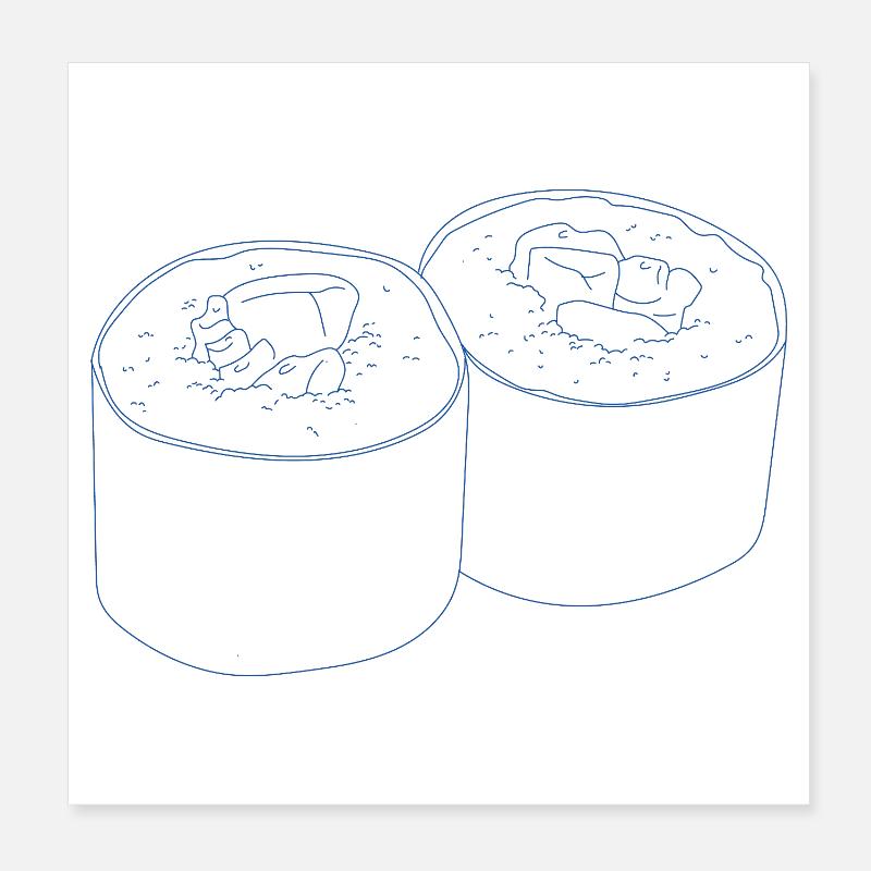 Sushi-Design - Poster 20x20 cm - Weiß