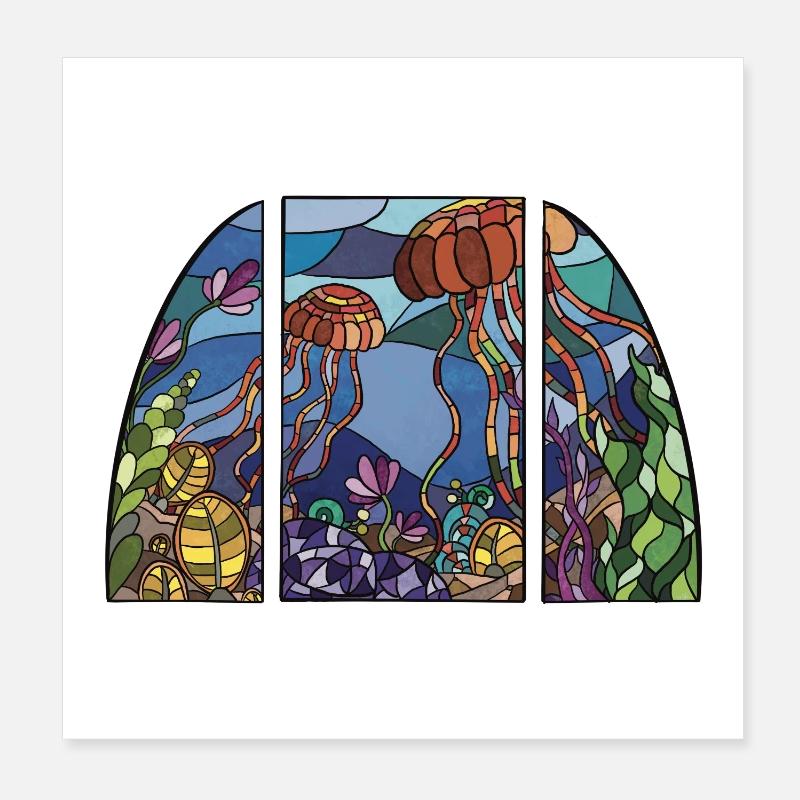 Jellyfish_Window_2 Poster 20x20 cm