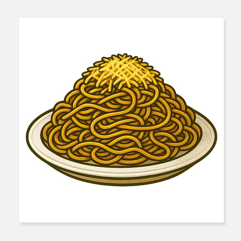 Spaghetti avec illustration de fromage Poster 20 x 20 cm