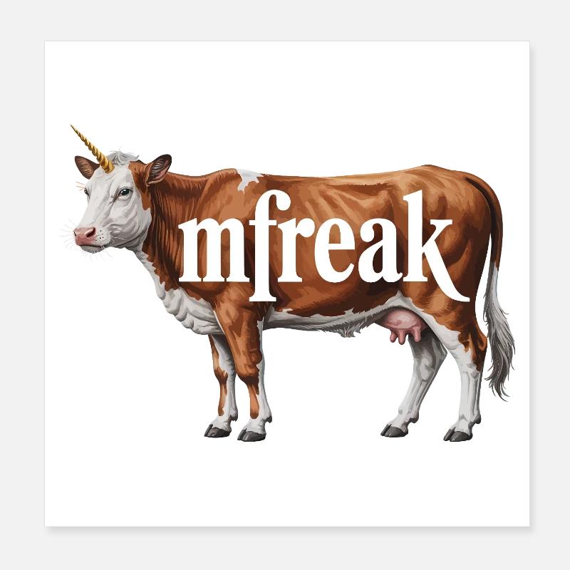 Freaky Cow Typography Tee Poster 8" x 8" (20x20 cm)