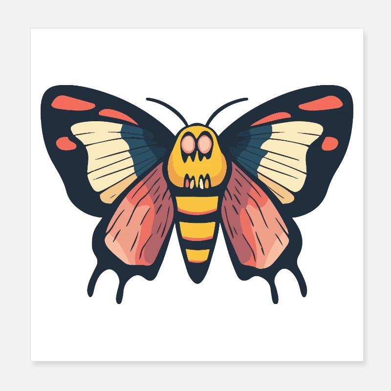 Butterfly Halloween Comic Butterfly Poster 8" x 8" (20x20 cm)