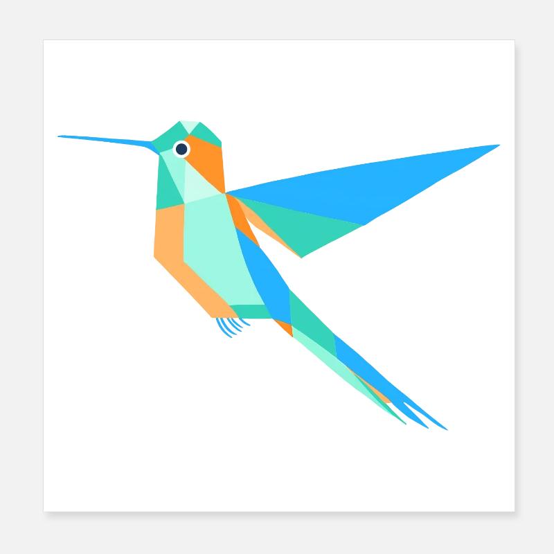 Geometric Hummingbird Prism Style Poster 8" x 8" (20x20 cm)