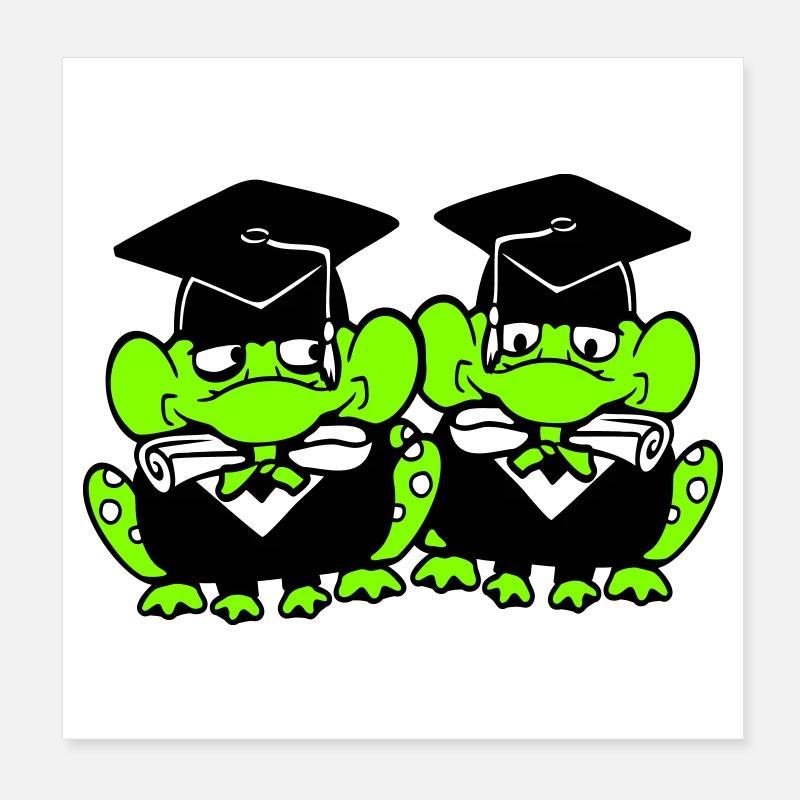 2 grenouilles diplômées du lycée Poster 20 x 20 cm
