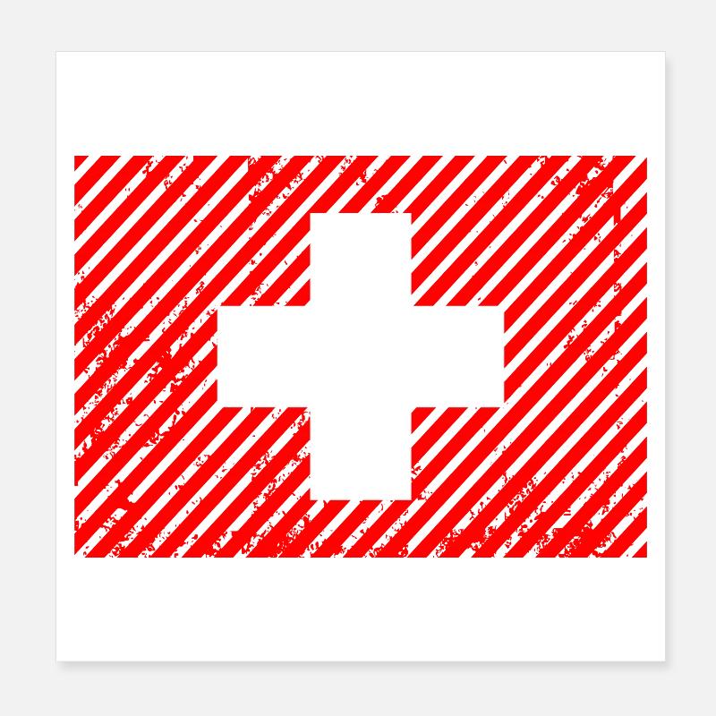 Drapeau suisse rétro Poster 20 x 20 cm