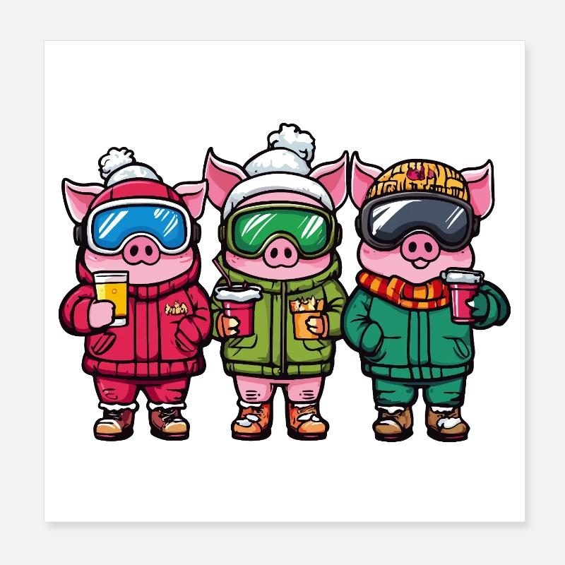 Ski Team Ferkel Poster 20x20 cm