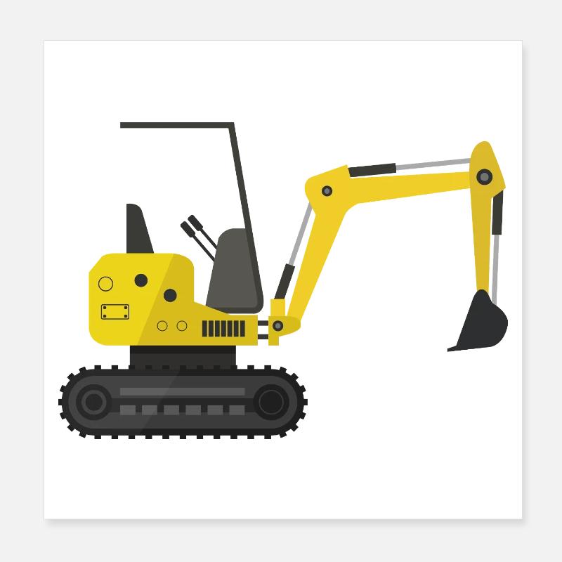 Excavator Poster 8" x 8" (20x20 cm)