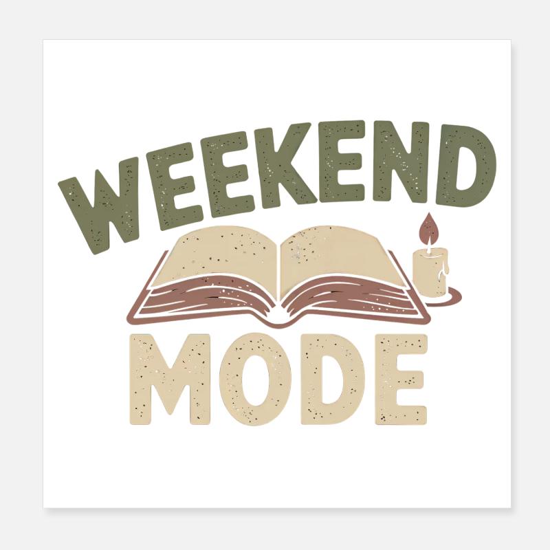Weekend Mode – Cozy Buch & Kerze Poster 20x20 cm