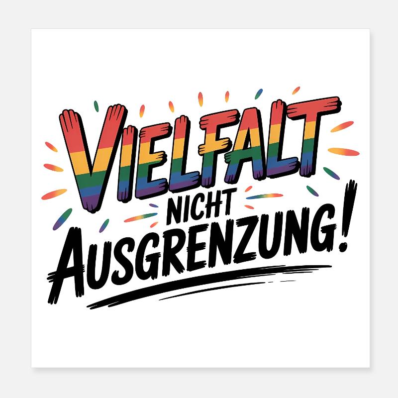 Diversity instead of exclusion - Cool Pride Logo Poster 8" x 8" (20x20 cm)