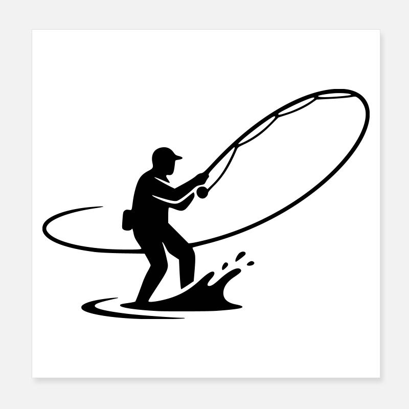Dynamic Angler Casting Rod Vector Poster 8" x 8" (20x20 cm)