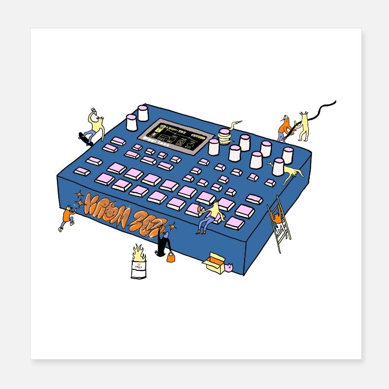 Mixing Console - Poster 8" x 8" (20x20 cm) - white