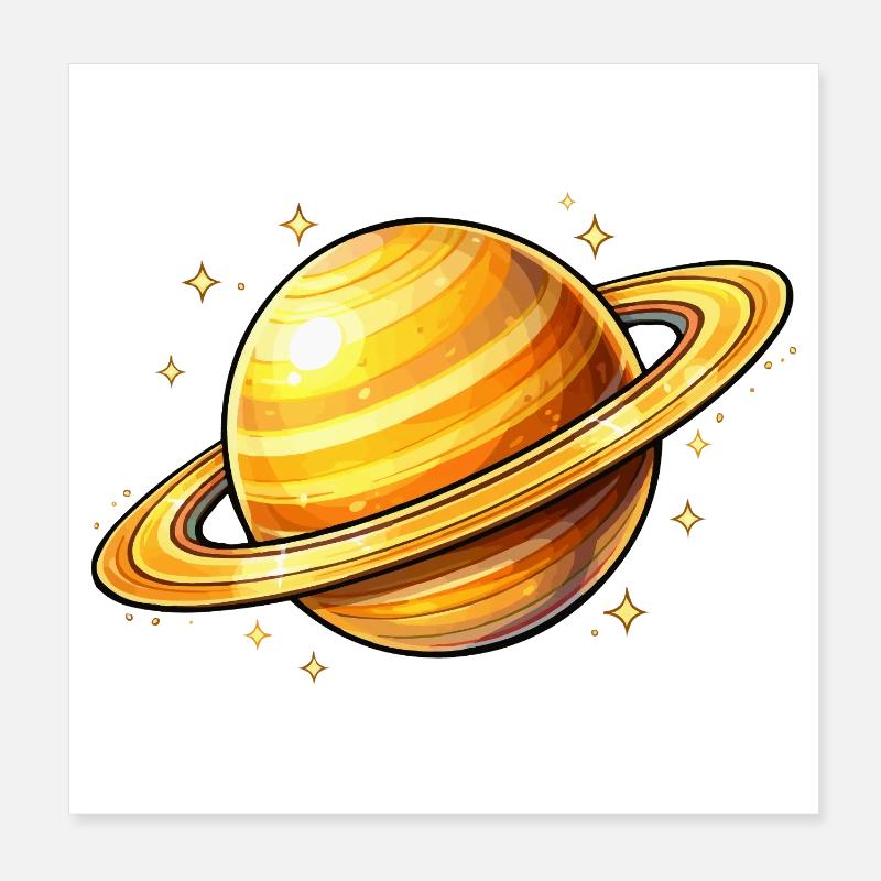 Saturn mit leuchtenden Ringen Poster 20x20 cm