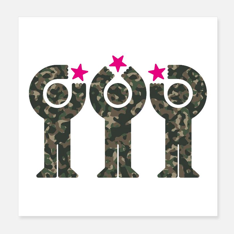 Figurines camouflage avec étoiles roses Poster 20 x 20 cm