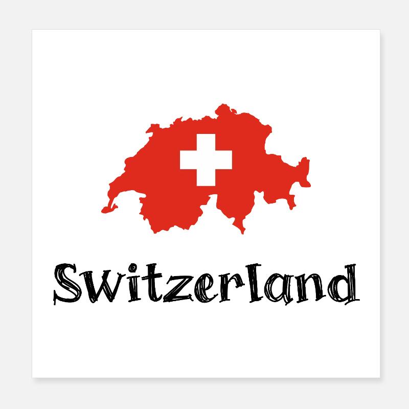 Switzerland (Black Text) Poster 20x20 cm