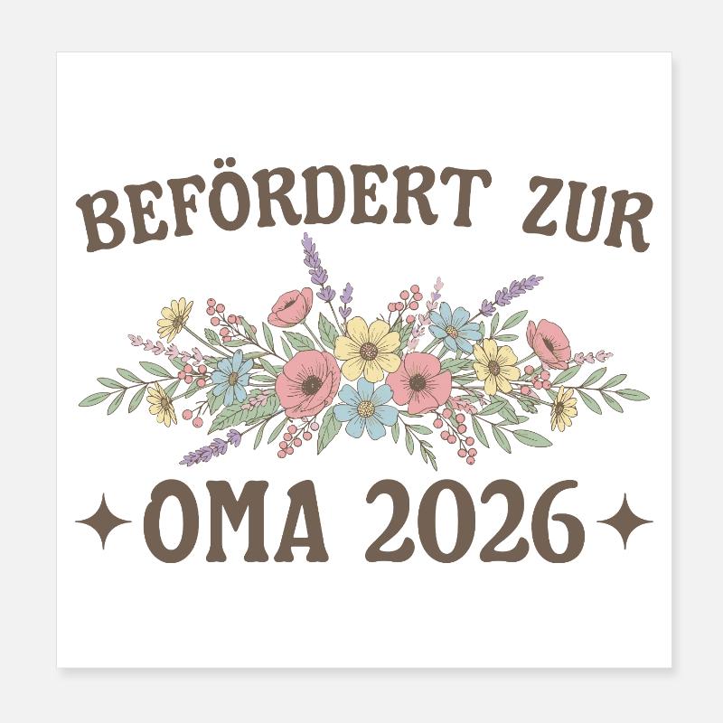 Befördert zur Oma 2026 Blumen Poster 20x20 cm