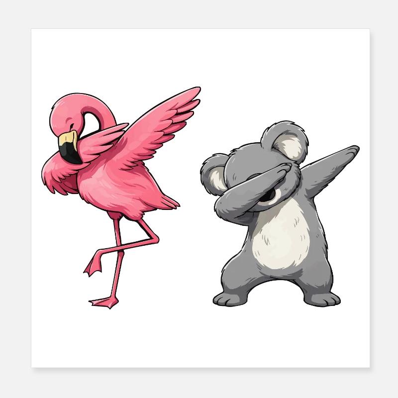 Flamingo Koala Dab Duo Poster 20x20 cm