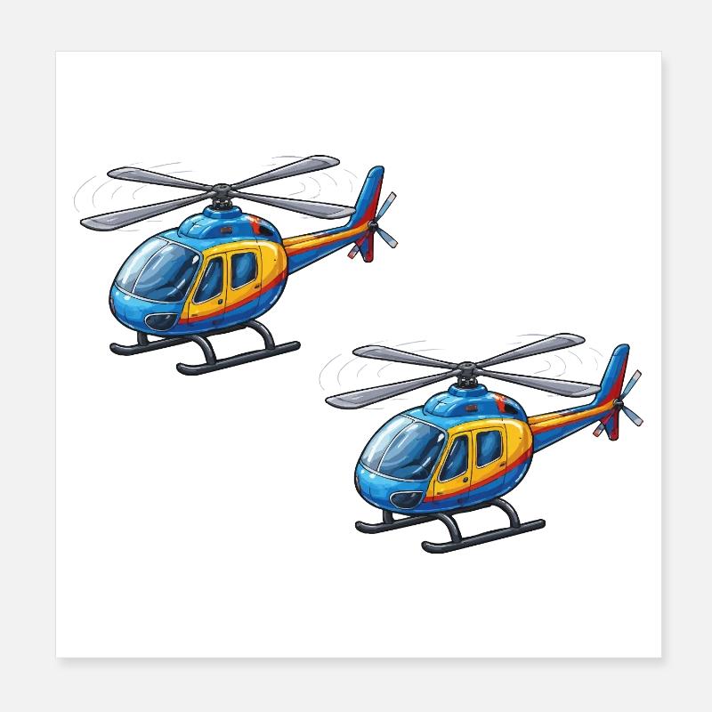 Helikopter Cartoon Poster 20x20 cm