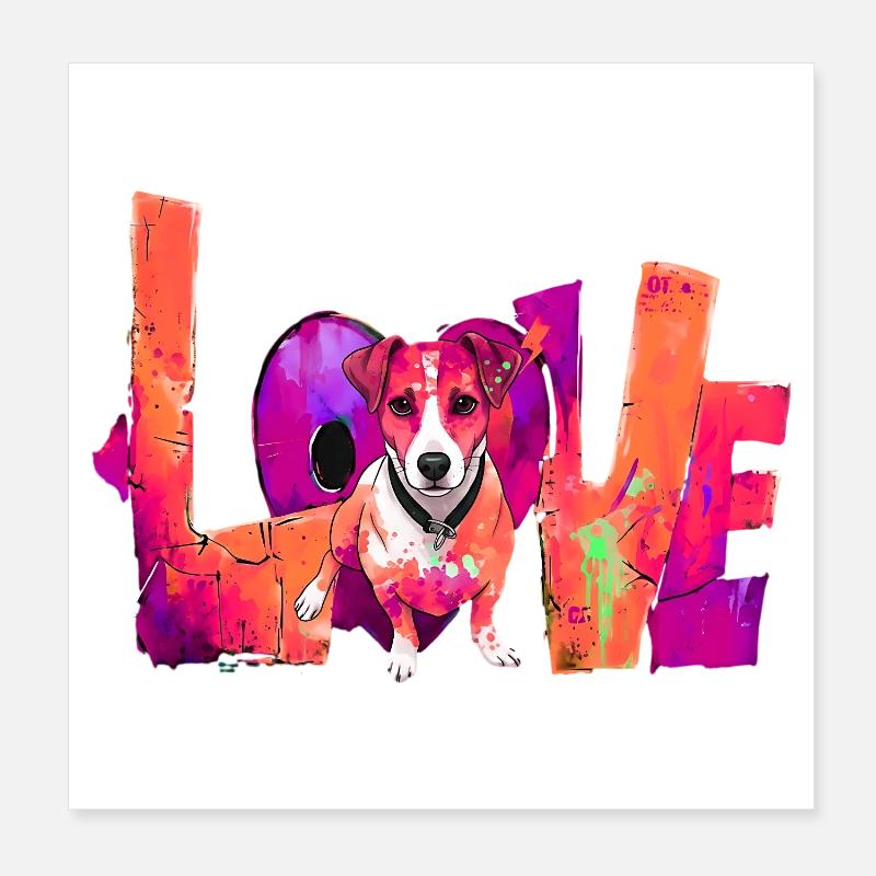 Jack Russell Terrier adore les chiens de lettrage Poster 20 x 20 cm
