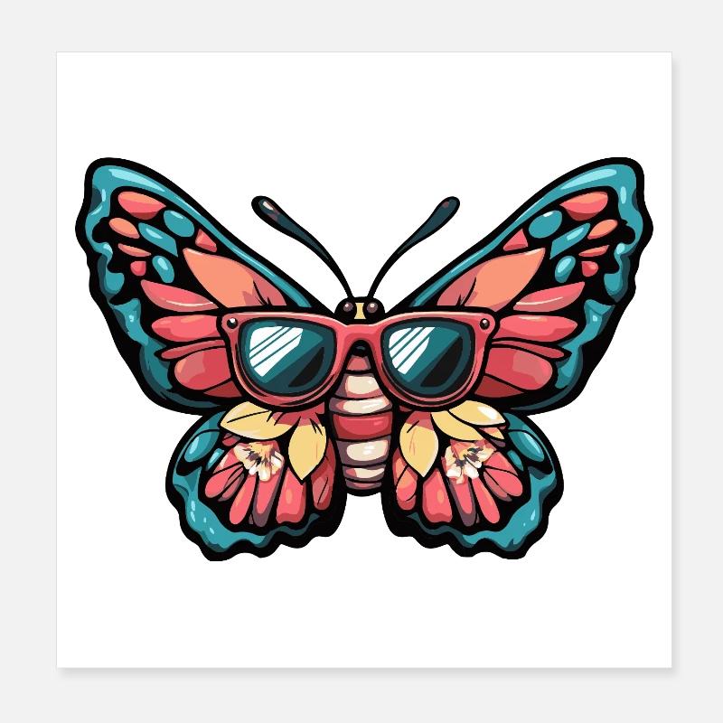 Schmetterling Comic Urlaub Poster 20x20 cm