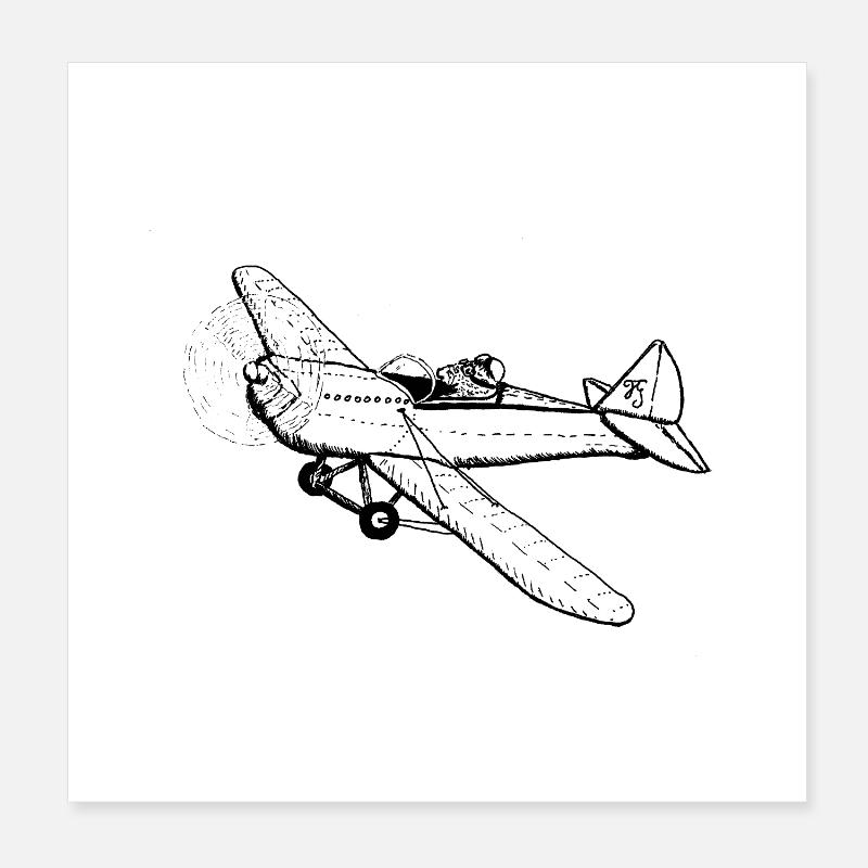 Pilote moustache - Poster 20 x 20 cm - blanc