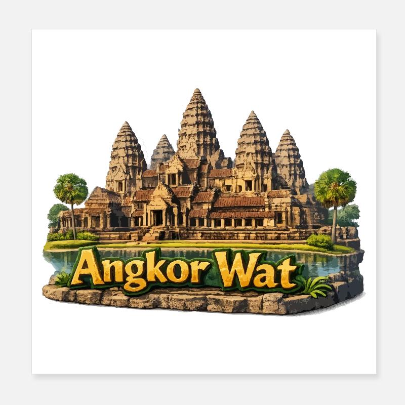 Angkor Wat: Tempelkomplex in Sandfarben Poster 20x20 cm