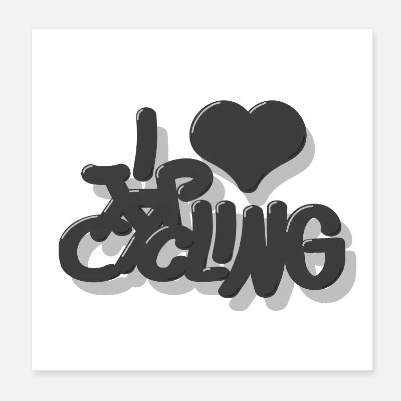 I_love_Cycling_grau - Poster 20 x 20 cm - blanc