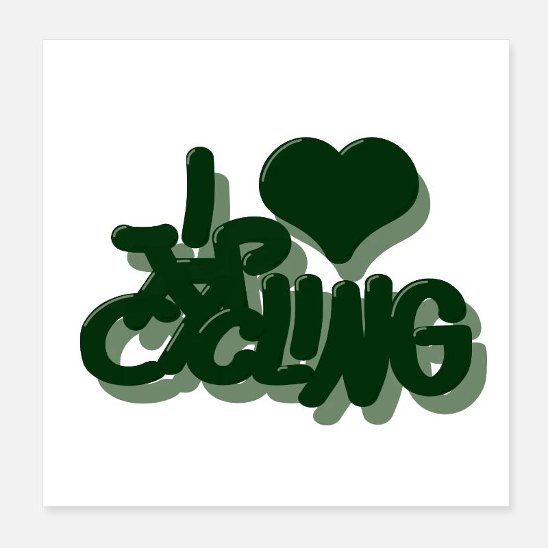 I_love_Cycling_dunkelgrun - Poster 20 x 20 cm - blanc