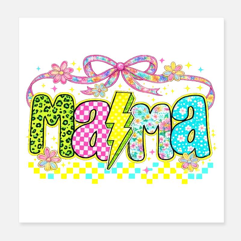 Mama Retro Flashy | Neon Style Mother's Day Poster 8" x 8" (20x20 cm)