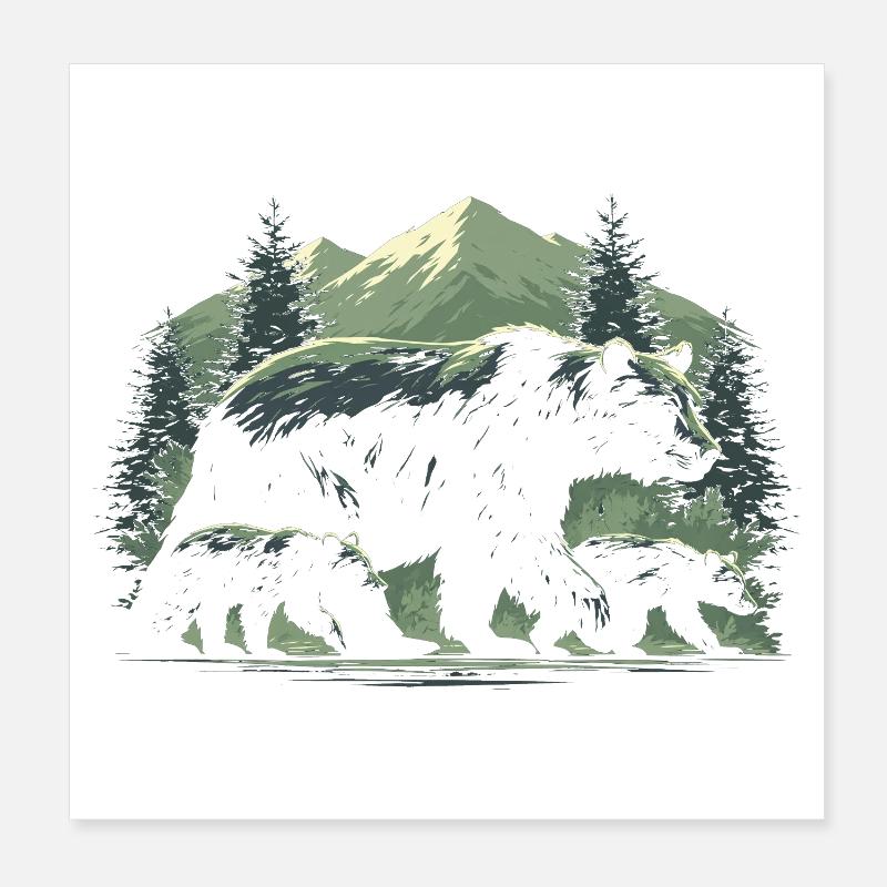 Bear Trail in Pine Dawn Poster 20x20 cm