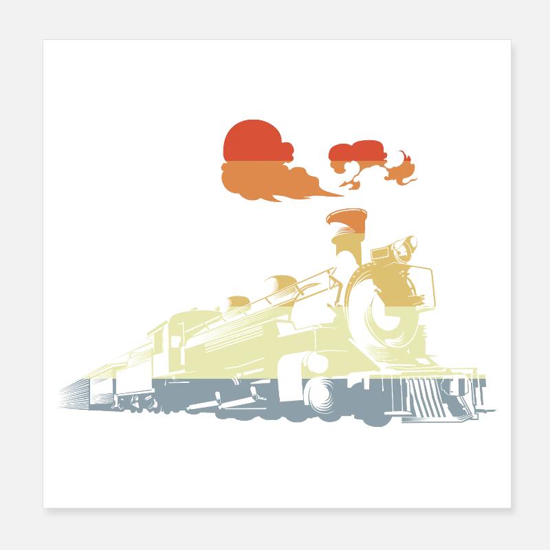 Oldtimer Dampfzug Poster 20x20 cm