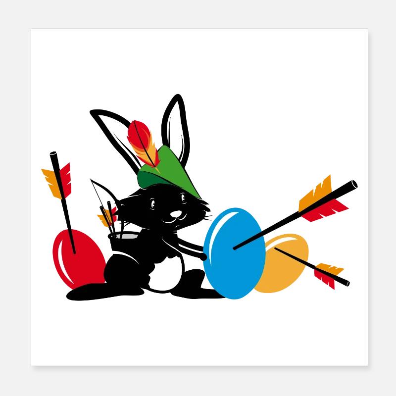 Easter bunny with a bow and arrow Poster 8" x 8" (20x20 cm)