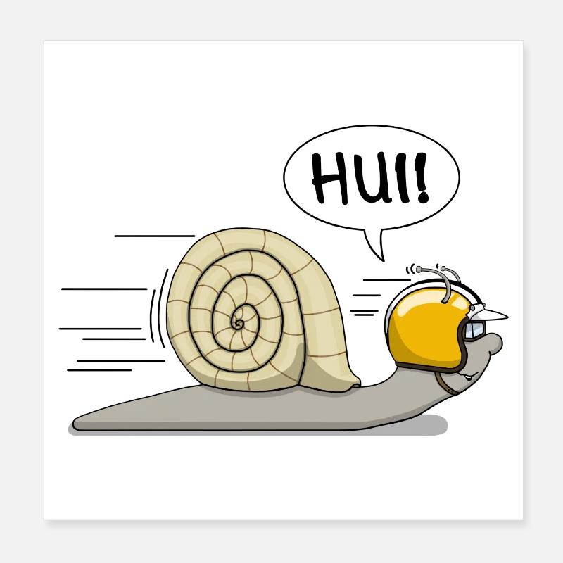 Rennschnecke - das Original - Poster 20x20 cm - Weiß