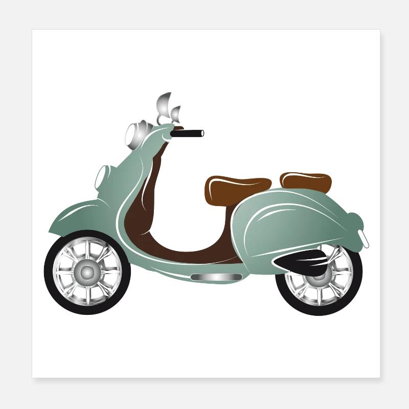 Ein Vintage Motorroller mit Retro Lackierung - Poster 20x20 cm - Weiß