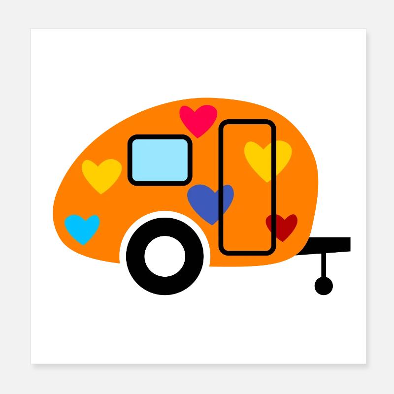 Caravan Herz Wohnwagen Campingplatz Camper bunt Poster 20x20 cm