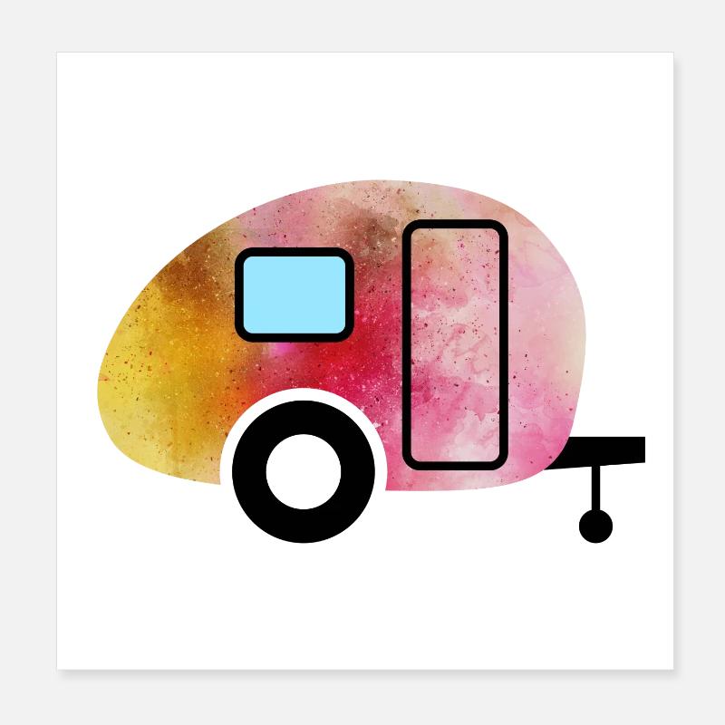 Caravan Aquarell Wohnwagen Camping Poster 20x20 cm