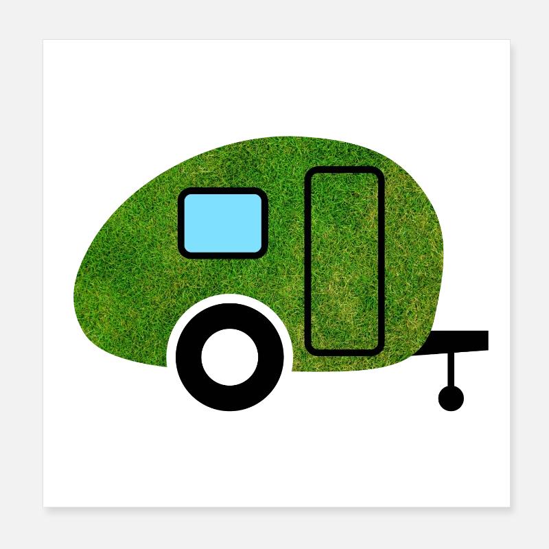 Caravane gazon herbe nature Camping Caravan Outdoor Poster 20 x 20 cm