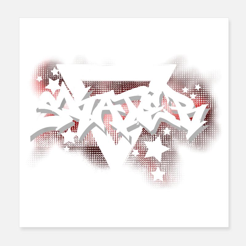 Skater Graffiti - Poster 20 x 20 cm - blanc