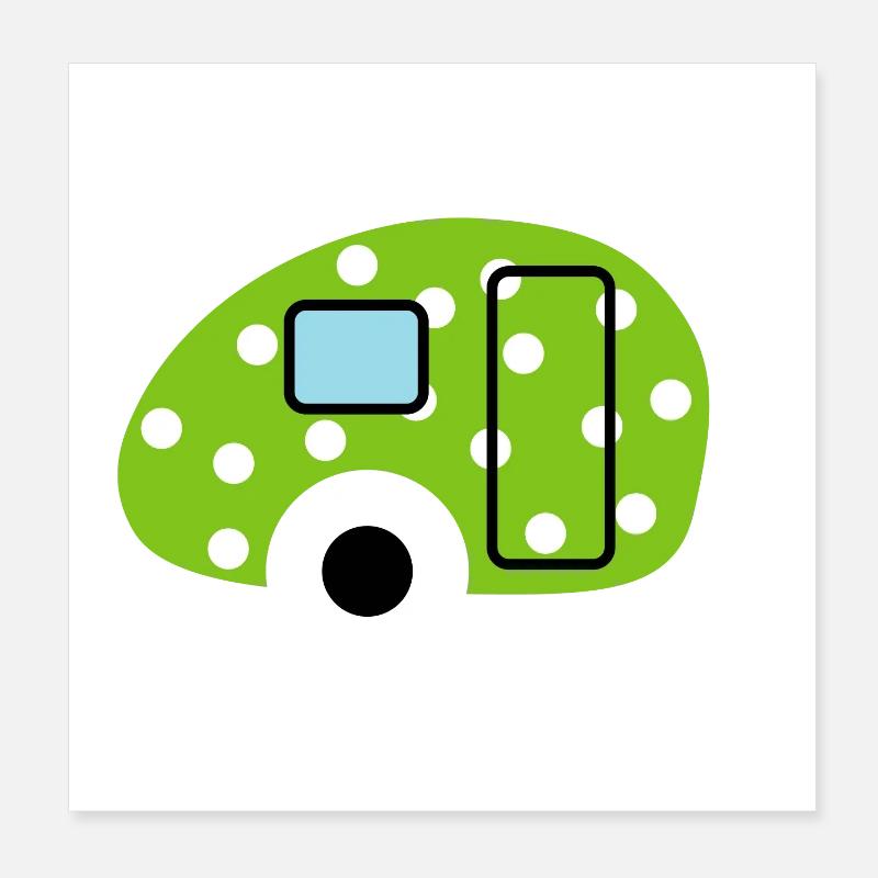 Caravane Caravane Points Verts Camping Oeuf de Pâques Poster 20 x 20 cm
