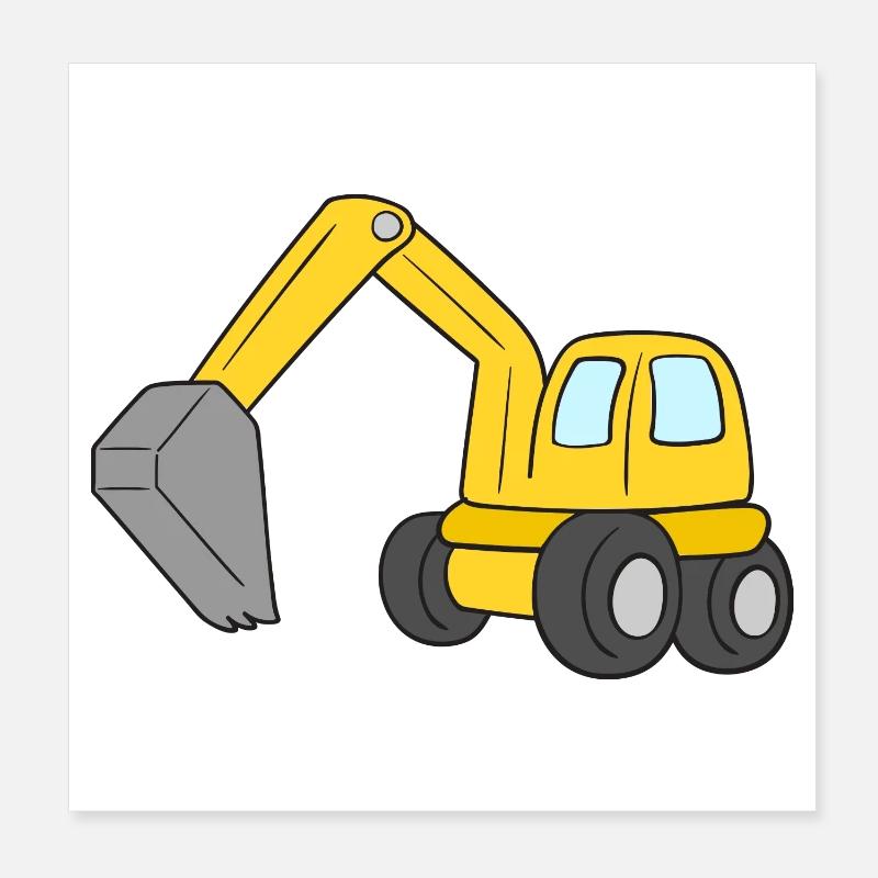Excavator Poster 8" x 8" (20x20 cm)