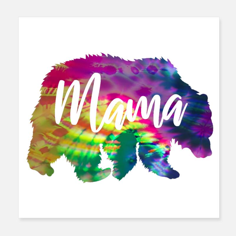 Mamabär Bärin Tie Dye Batik Bär Poster 20x20 cm